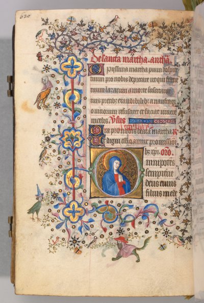 Kaarle Aatelisen, Navarran kuninkaan tunnit 1361-1425, fol. 304v, St. Martha, c. 1405. tekijältä Master of the Brussels Initials and Associates