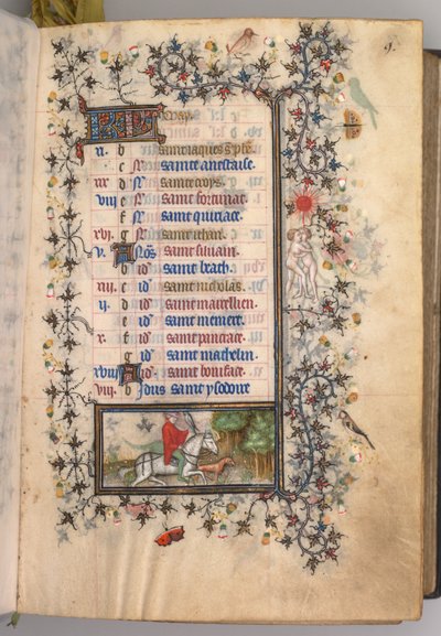 Kaarle Aatelisen, Navarran kuninkaan tunnit 1361-1425: fol. 5r, toukokuu, c. 1405. tekijältä Master of the Brussels Initials and Associates