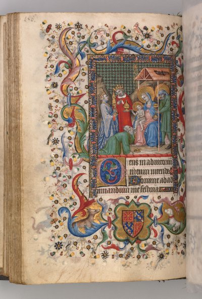 Kaarle Aatelisen, Navarran kuninkaan tunnit 1361-1425: fol. 78v, Adoration of the Magi Sext, c. tekijältä Master of the Brussels Initials and Associates
