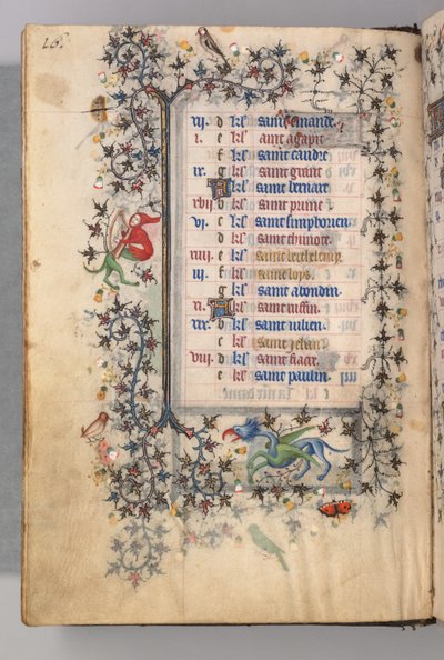 Kaarle Aatelisen, Navarran kuninkaan tunnit 1361-1425: fol. 8v, elokuu, c. 1405. tekijältä Master of the Brussels Initials and Associates