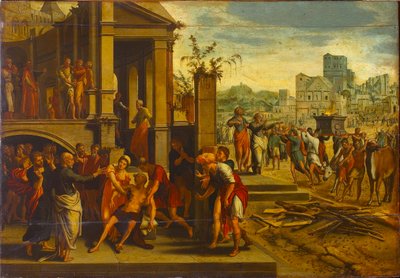 Pyhät Paavali ja Barnabas Lystrassa, 1500-luvun ensimmäinen puolisko. tekijältä Master of the Budapest Saints Paul