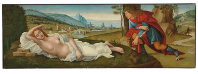 Cymon ja Iphigenia (tempera paneelissa) tekijältä Master of the Campana Cassoni