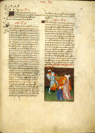 Harley 4431, f.135, Hector ja Andromache, Christine de Pizanin (vellum) "Kuningattaren kirjasta" tekijältä Master of the Cité des Dames
