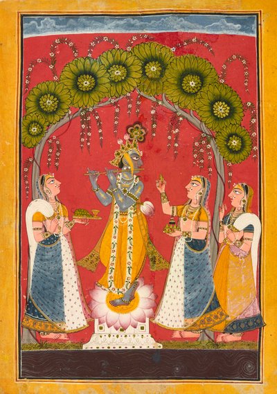 Krishna Floating, Folio Dasavatar-sarjasta, n. 1730. tekijältä Master of the Court of Mankot