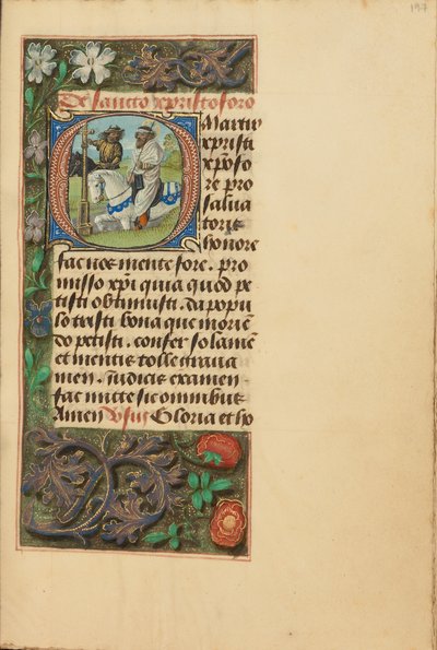 Alkukirjain O: Saint Christopher tekijältä Master of the Dresden Prayer Book