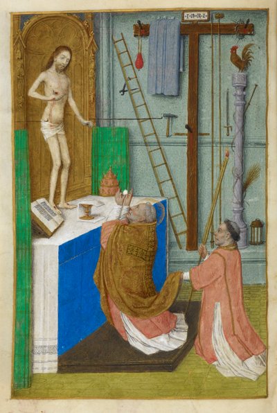 Pyhän Gregorian messu. tekijältä Master of the Dresden Prayer Books