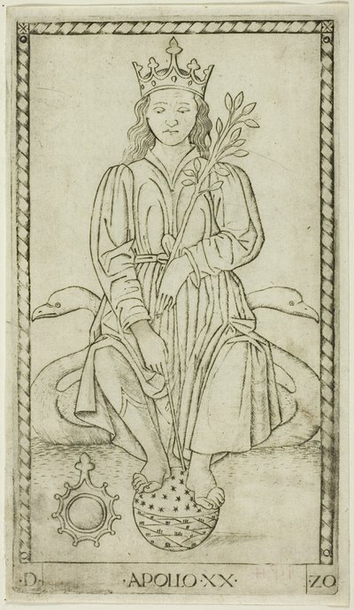 Apollo, levy 20, Apollo and the Muses tekijältä Master of the E Series Tarocchi