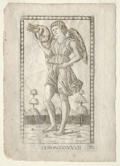Ajan nero Taroccheista, sarja B: Cosmic Principles & Virtues, #32, ennen vuotta 1467. tekijältä Master of the E Series Tarocchi