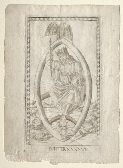Jupiter Tarocchista, sarja A: Firmaments of the Universe, #46, ennen vuotta 1467. tekijältä Master of the E Series Tarocchi