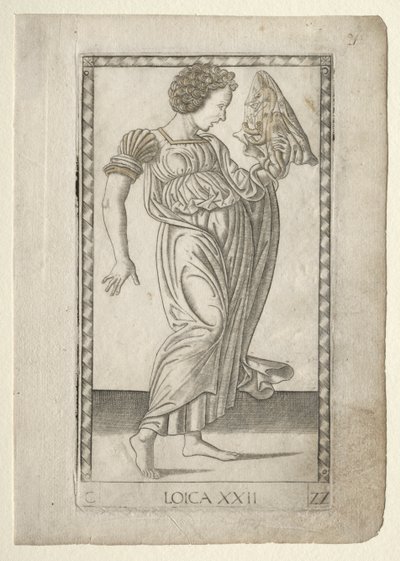 Logiikka Tarocchista, sarja C: Liberal Arts, #22, ennen vuotta 1467. tekijältä Master of the E Series Tarocchi
