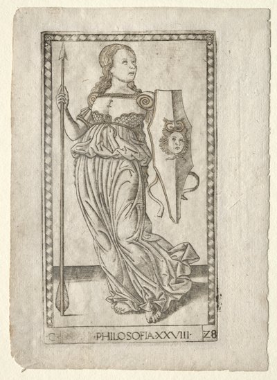 Filosofia Tarocchista, sarja C: Liberal Arts, #28, ennen vuotta 1467. tekijältä Master of the E Series Tarocchi