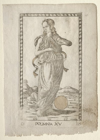 Polyhymnian sankarilauluja Tarocchi-sarjasta D..., ennen vuotta 1467. tekijältä Master of the E Series Tarocchi