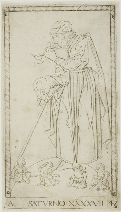 Saturnus, levy 47 planeetoista ja palloista tekijältä Master of the E Series Tarocchi