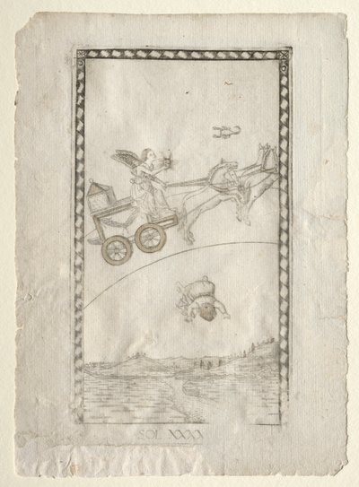 Aurinko Tarocchista, sarja A: Firmaments of the Universe, #44, ennen vuotta 1467. tekijältä Master of the E Series Tarocchi