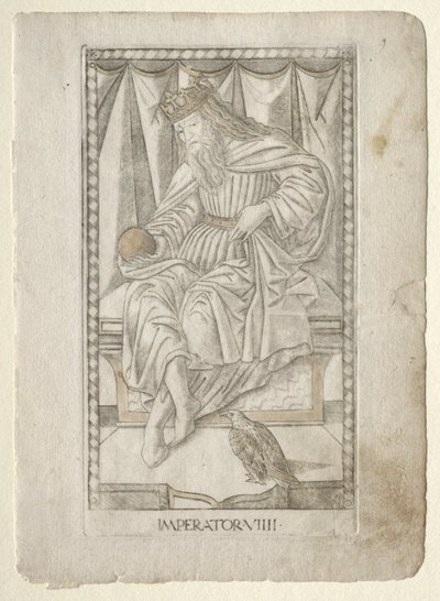 Keisari Tarocchista, sarja E: Ihmisen olosuhteet, #9, ennen vuotta 1467. tekijältä Master of the E Series Tarocchi