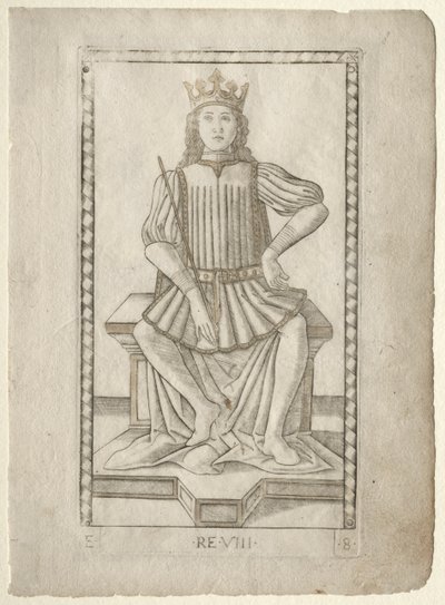 The King from the Tarocchi, sarja E: Conditions of Man, #8, ennen vuotta 1467. tekijältä Master of the E Series Tarocchi