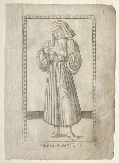 The Merchant from the Tarocchi, sarja E: Conditions of Man, #4, ennen vuotta 1467. tekijältä Master of the E Series Tarocchi
