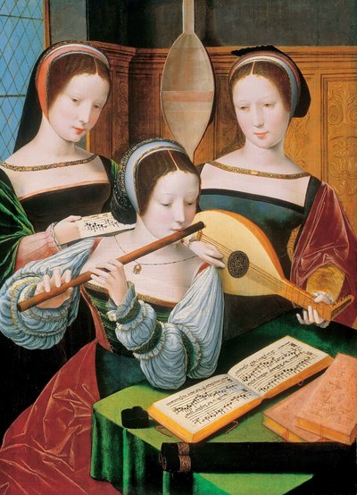 Hollanti: Musicerend gezelschap Naismuusikot / Kolme naista soittaa musiikkia tekijältä Master of the Female Half Lengths