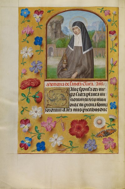 Pyhä Clara monstranssin kanssa tekijältä Master of the First Prayer Book of Maximilian