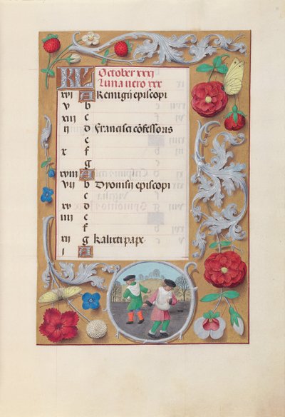 Kuningatar Isabella Katolisen, Espanjan kuningatar: Fol. 11. lokakuuta, c. 1500. tekijältä Master of the First Prayerbook of Maximillian