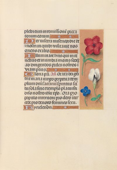 Kuningatar Isabella Katolisen, Espanjan kuningatar: Fol. 124r, c. 1500. tekijältä Master of the First Prayerbook of Maximillian