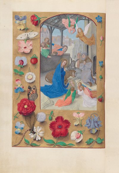 Kuningatar Isabella Katolisen, Espanjan kuningatar: Fol. 126v, syntymä, c. 1500. tekijältä Master of the First Prayerbook of Maximillian