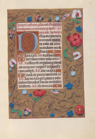 Espanjan kuningattaren Isabella katolisen tunteja:  Fol. 160r tekijältä Master of the First Prayerbook of Maximillian