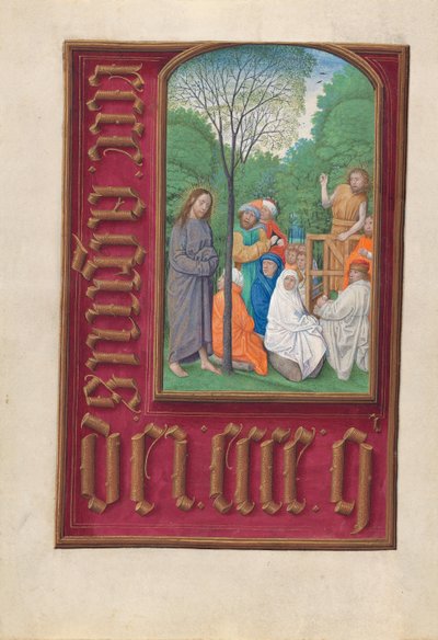Kuningatar Isabella Katolisen, Espanjan kuningatar: Fol. 169v, Pyhä Johannes Kastaja, n. 1500. tekijältä Master of the First Prayerbook of Maximillian
