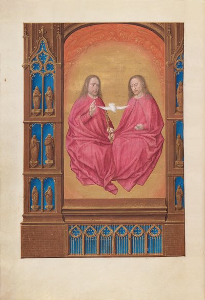 Kuningatar Isabella Katolisen, Espanjan kuningatar: Fol. 17v, Kolminaisuus, c. 1500. tekijältä Master of the First Prayerbook of Maximillian