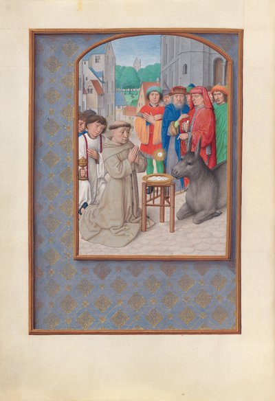 Espanjan kuningattaren Isabella katolisen tunteja:  Fol. 187v, Pyhä Antonius Padovalainen tekijältä Master of the First Prayerbook of Maximillian
