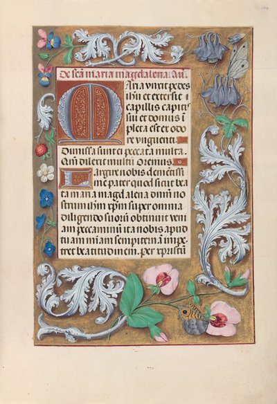 Espanjan kuningattaren Isabella katolisen tunteja:  Fol. 194r tekijältä Master of the First Prayerbook of Maximillian