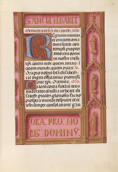 Kuningatar Isabella Katolisen, Espanjan kuningatar: Fol. 198r, c. 1500. tekijältä Master of the First Prayerbook of Maximillian