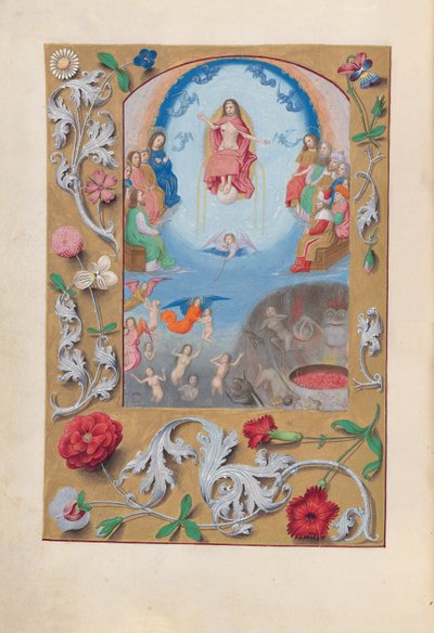 Kuningatar Isabella Katolisen, Espanjan kuningatar: Fol. 199v, Viimeinen tuomio, c. 1500. tekijältä Master of the First Prayerbook of Maximillian