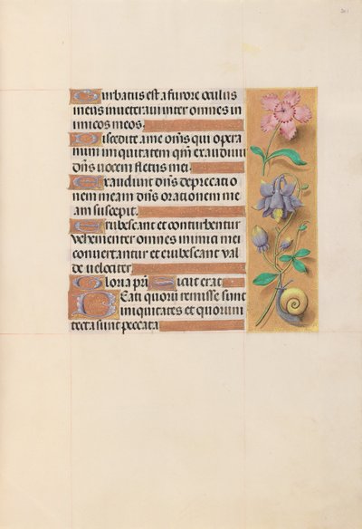 Kuningatar Isabella Katolisen, Espanjan kuningatar: Fol. 201r, c. 1500. tekijältä Master of the First Prayerbook of Maximillian