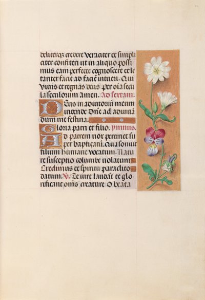 Kuningatar Isabella Katolisen, Espanjan kuningatar: Fol. 20r, c. 1500. tekijältä Master of the First Prayerbook of Maximillian