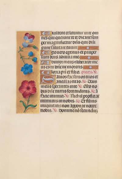 Kuningatar Isabella Katolisen, Espanjan kuningatar: Fol. 215v, c. 1500. tekijältä Master of the First Prayerbook of Maximillian