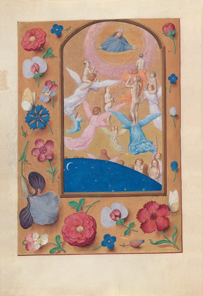 Kuningatar Isabella Katolisen, Espanjan kuningatar: Fol. 24v, Souls of the Saved, c. 1500. tekijältä Master of the First Prayerbook of Maximillian
