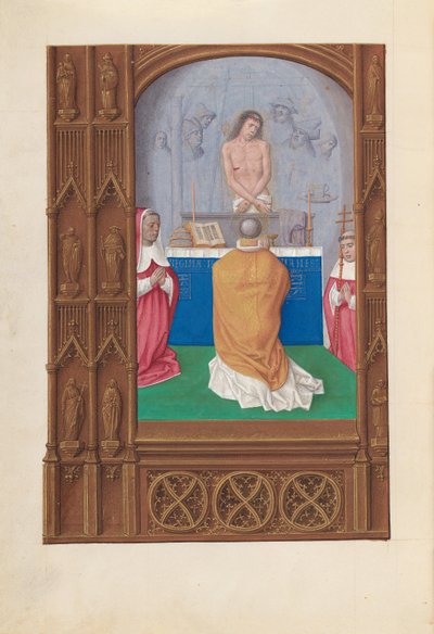 Kuningatar Isabella Katolisen, Espanjan kuningatar: Fol. 264v, St. Gregoryn messu, n. 1500. tekijältä Master of the First Prayerbook of Maximillian
