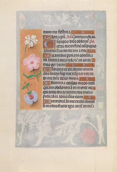 Espanjan kuningattaren Isabella katolisen tunteja:  Fol. 57v tekijältä Master of the First Prayerbook of Maximillian
