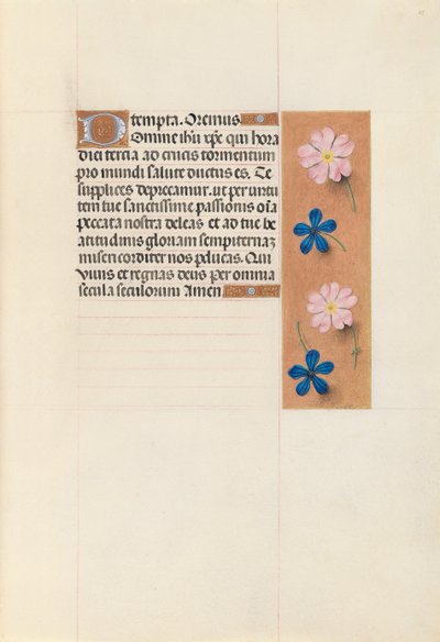 Kuningatar Isabella Katolisen, Espanjan kuningatar: Fol. 65r, c. 1500. tekijältä Master of the First Prayerbook of Maximillian