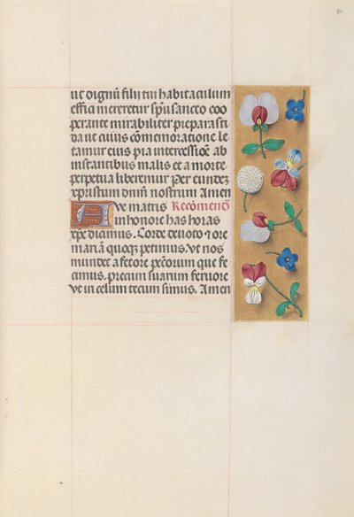 Kuningatar Isabella Katolisen, Espanjan kuningatar: Fol. 86r, c. 1500. tekijältä Master of the First Prayerbook of Maximillian