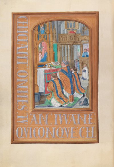 Kuningatar Isabella Katolisen, Espanjan kuningatar: Fol. 87v, Messun juhla, n. 1500. tekijältä Master of the First Prayerbook of Maximillian