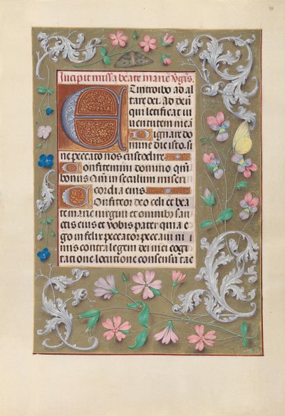 Kuningatar Isabella Katolisen, Espanjan kuningatar: Fol. 88r, c. 1500. tekijältä Master of the First Prayerbook of Maximillian