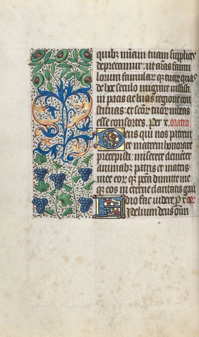 Tuntikirja Rouenin käyttö: fol. 109v, c. 1470. tekijältä Master of the Geneva Latini