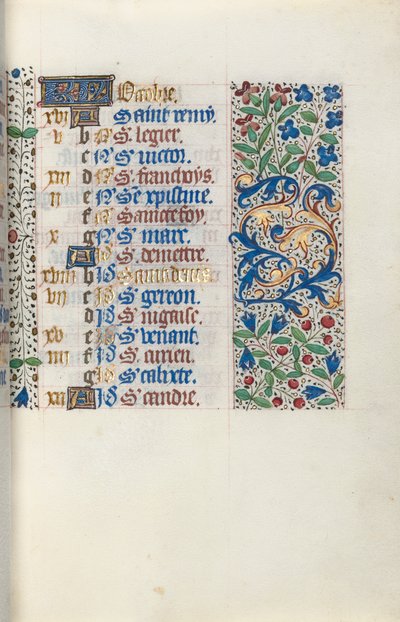 Tuntikirja Rouenin käyttö: fol. 10r, c. 1470. tekijältä Master of the Geneva Latini