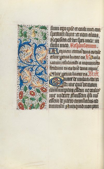 Tuntikirja Rouenin käyttö: fol. 132v, c. 1470. tekijältä Master of the Geneva Latini