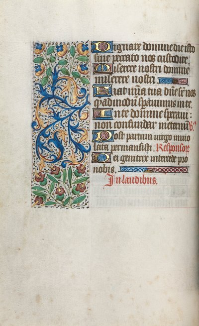 Tuntikirja Rouenin käyttö: fol. 38v, c. 1470. tekijältä Master of the Geneva Latini