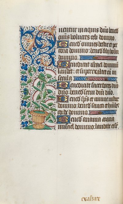 Tuntikirja Rouenin käyttö: fol. 43v, c. 1470. tekijältä Master of the Geneva Latini