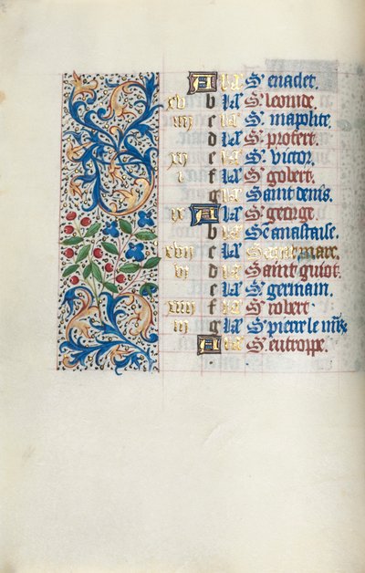 Tuntikirja Rouenin käyttö: fol. 4v, c. 1470. tekijältä Master of the Geneva Latini