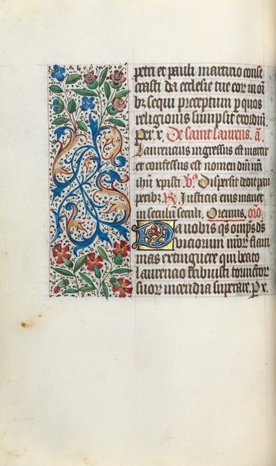 Tuntikirja Rouenin käyttö: fol. 51v, c. 1470. tekijältä Master of the Geneva Latini